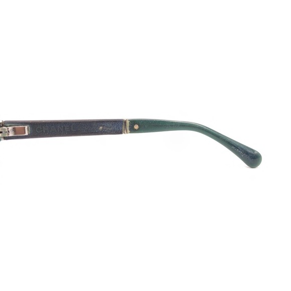 Chanel Green Oval Eyeglasses Frames 53-16 135 Italy Designer Fashion Leather - Picture 9 of 12